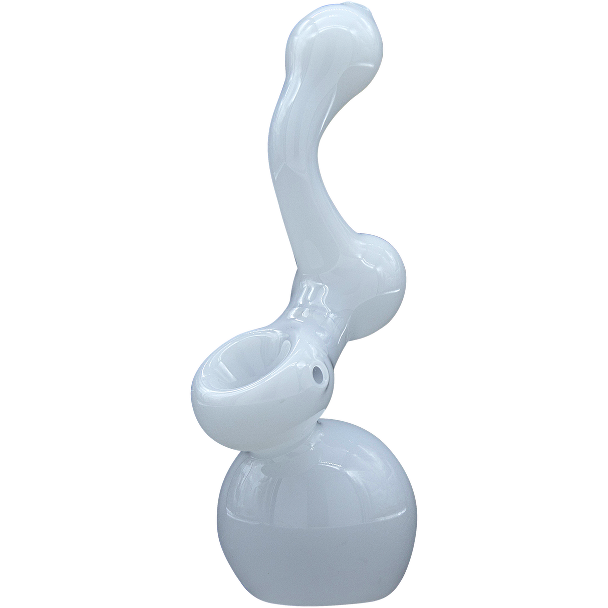 LA Pipes "Ivory Sherlock" Glass Bubbler Pipe for Dry Herbs, White, 6" Tall, USA Made