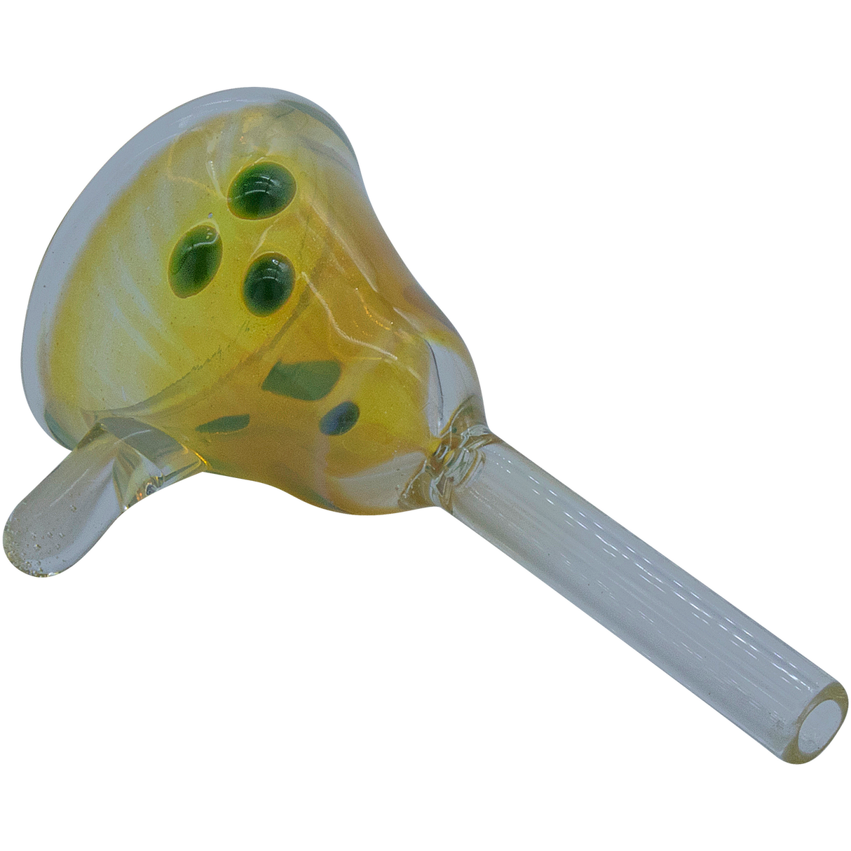 LA Pipes "Mission Bell" Pull-Stem Slide Bowl in green, borosilicate glass for bongs, top view