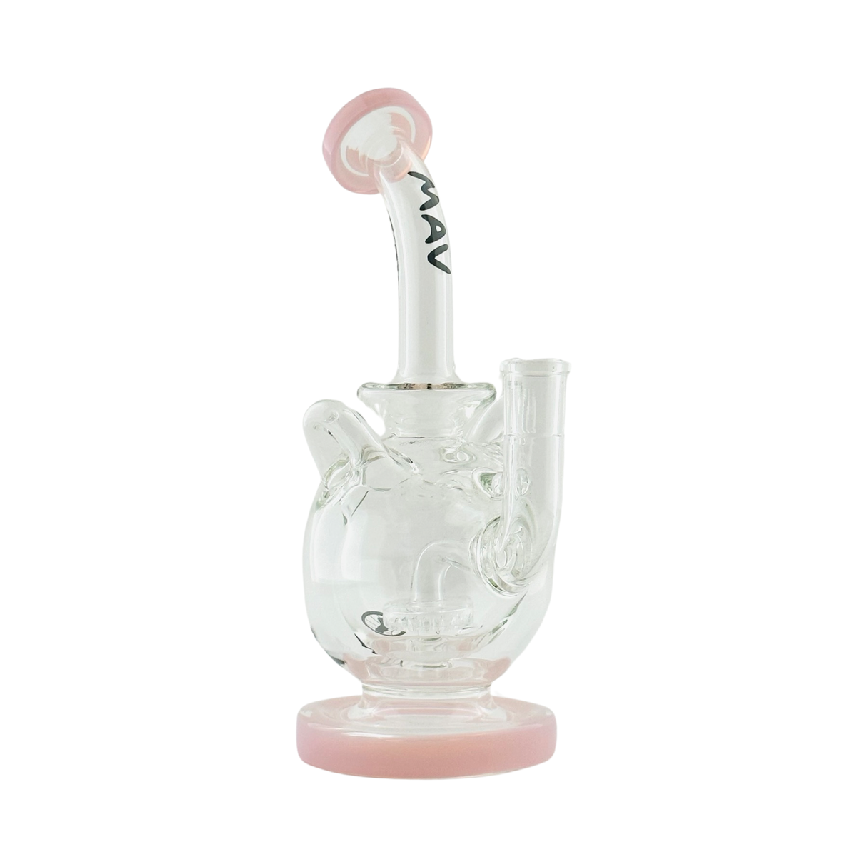 MAV Glass Mojave Double Uptake Incycler Recycler Dab Rig with Pink Accents - Front View