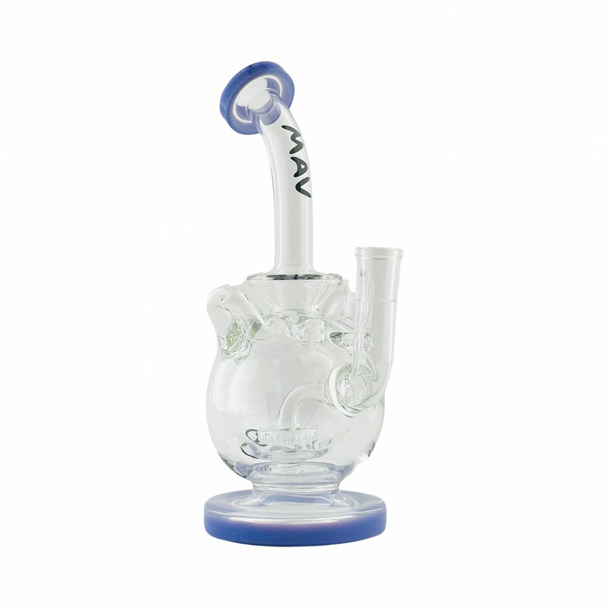 MAV Glass 10" Mojave Recycler Dab Rig with Shower Grid Perc & Blue Accents - Front View
