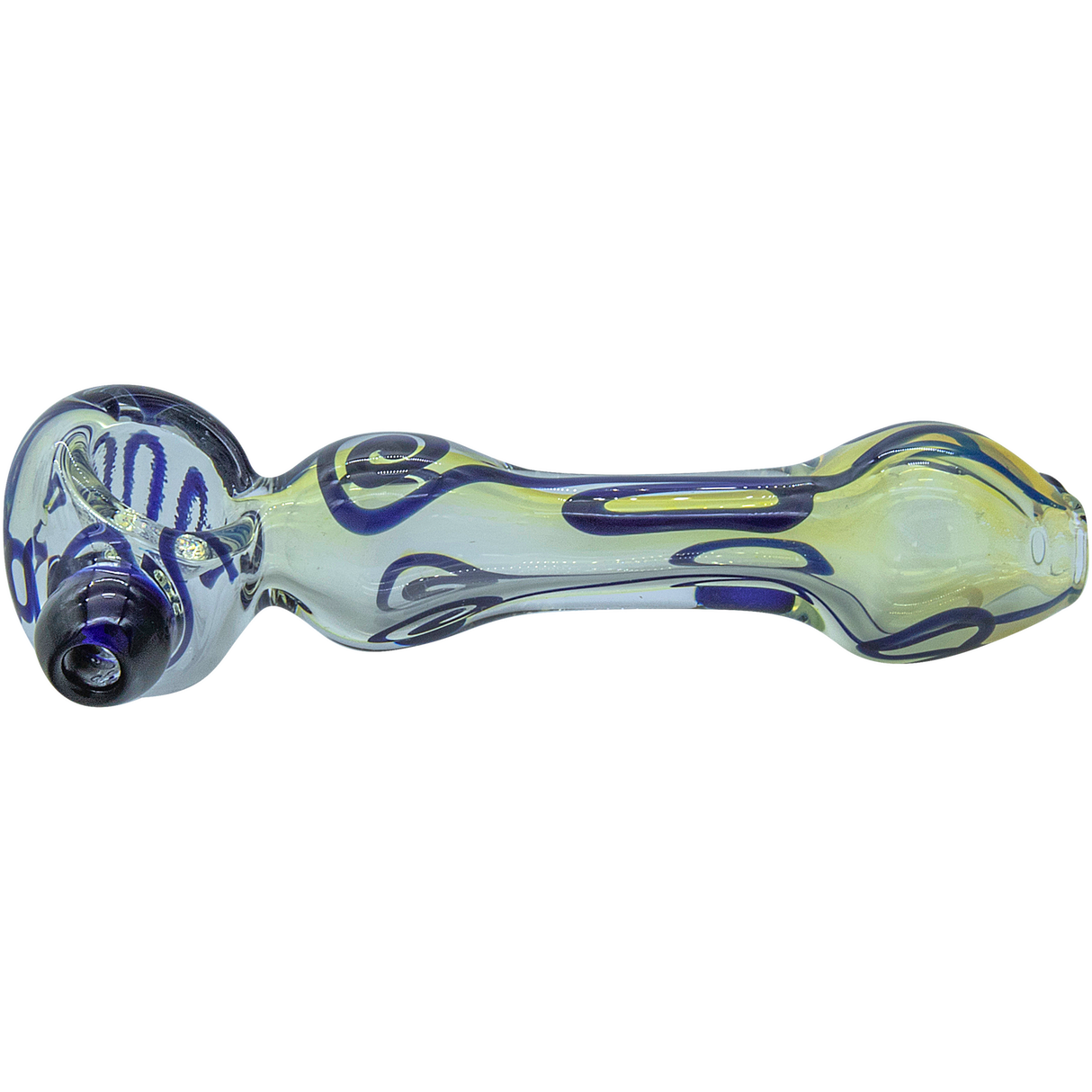LA Pipes Painted Warrior Spoon Glass Pipe, Fumed Color Changing, Side View