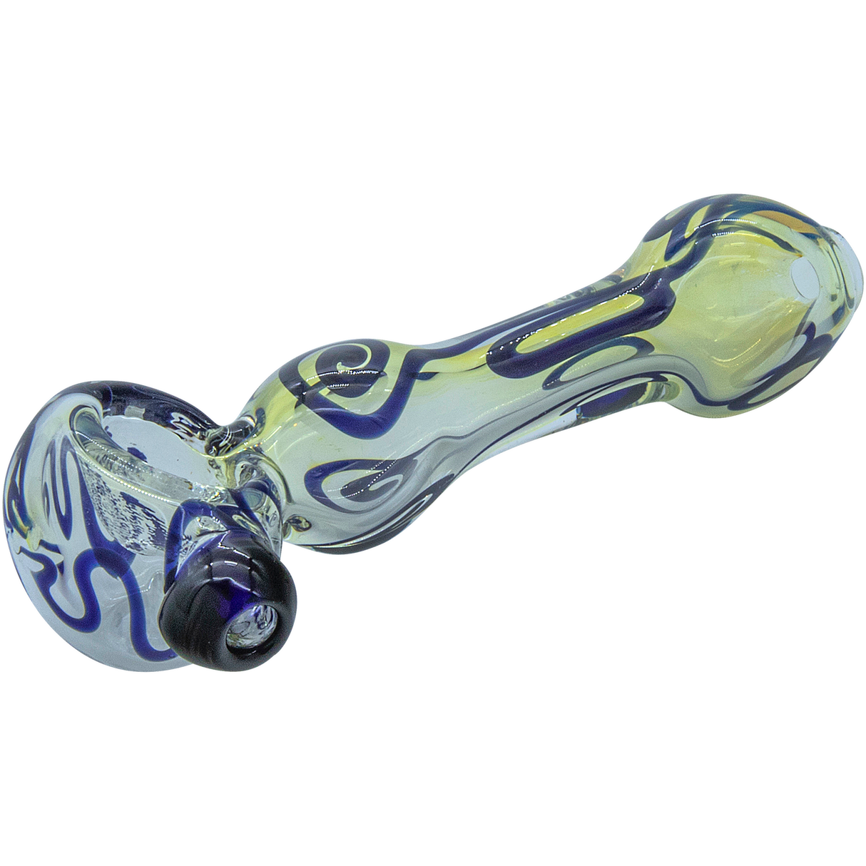 LA Pipes Handmade Spoon Pipe, Silver Fumed Glass, Color-Changing, 3.25", USA Made, Side View