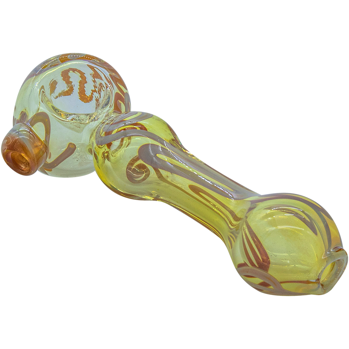 LA Pipes "Painted Warrior Spoon" Glass Pipe, Fumed Color Changing, 3.25" Length, Side View