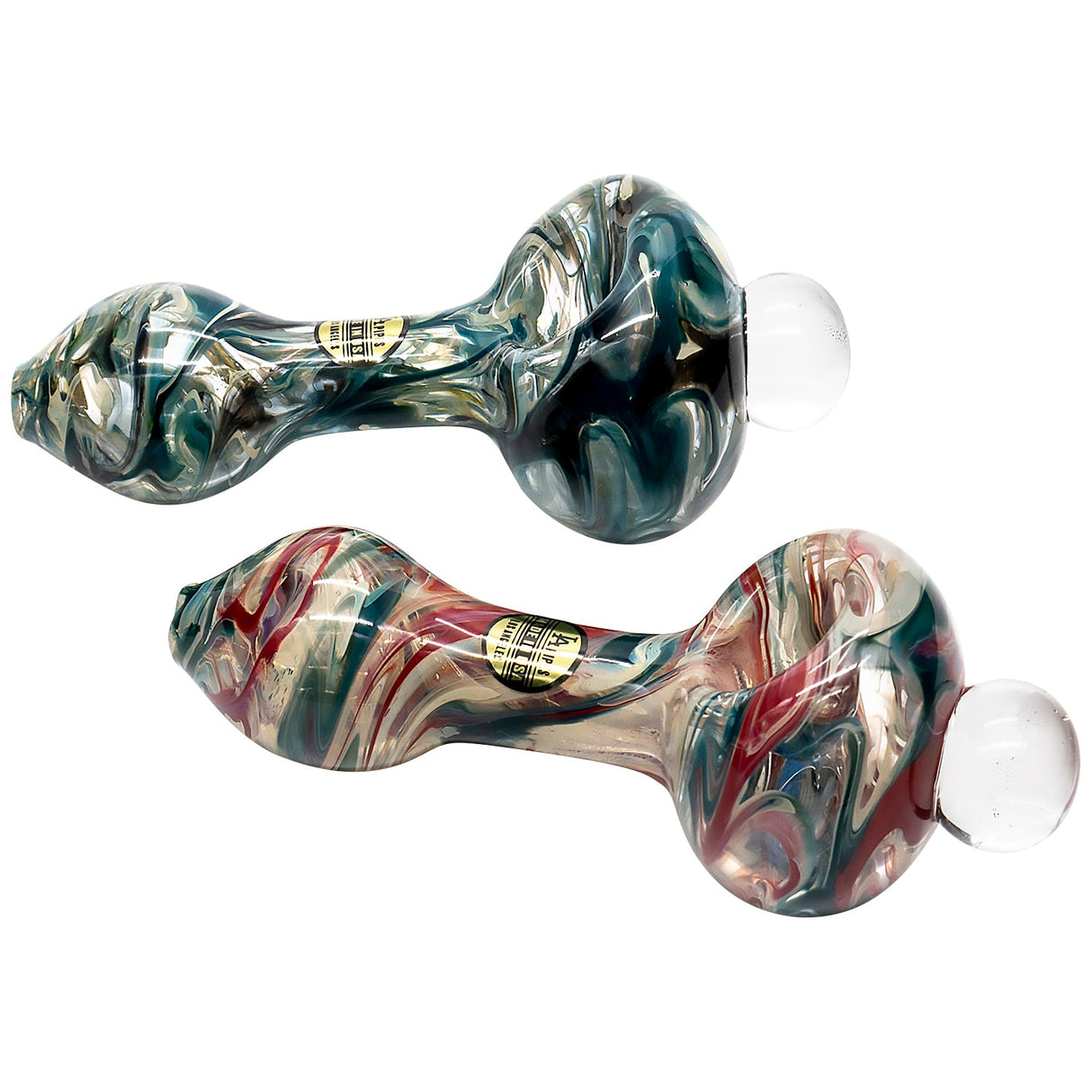 LA Pipes "Primordial Ooze" Glass Spoon Pipes with Fumed Color Changing Design, Top View
