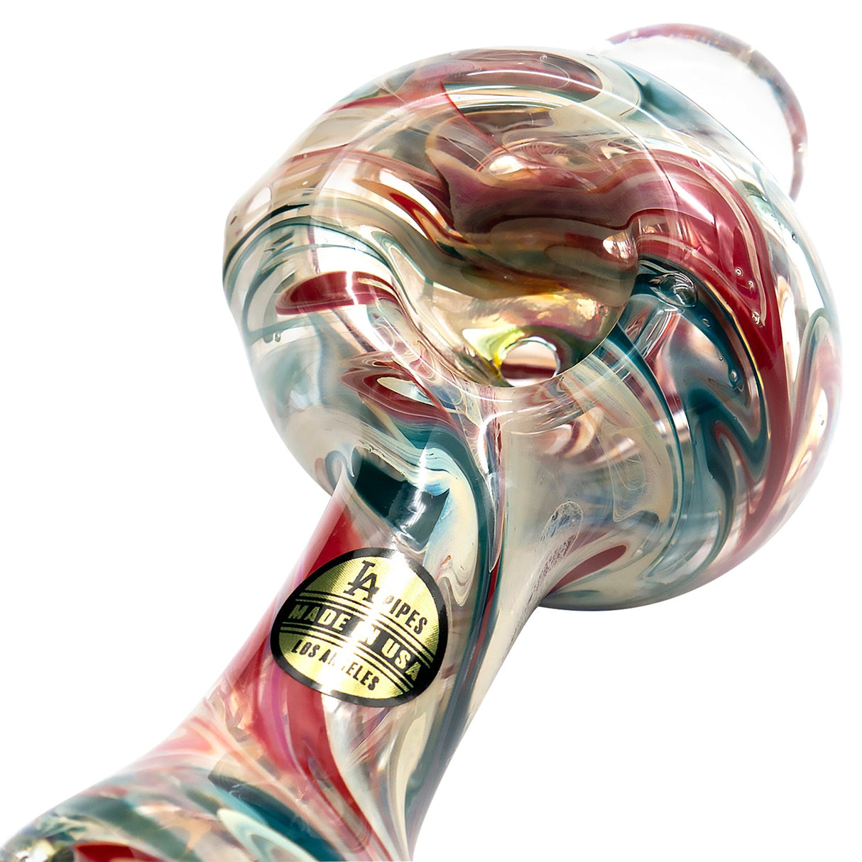 LA Pipes "Primordial Ooze" Glass Spoon Pipe, Fumed Color Changing, 4.5" Length, Angled View