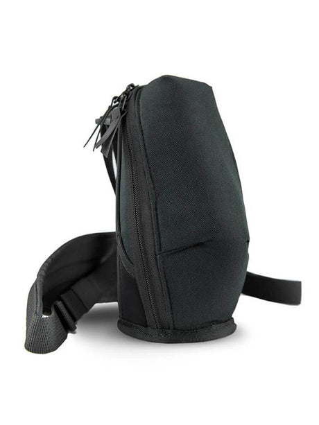 Puffco Peak Bag side view, durable black fabric, portable case for vaporizers with zipper