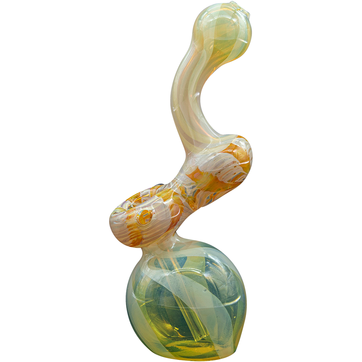 LA Pipes "Rake Bubb" Fumed Sherlock Bubbler Pipe in yellow, front view on white background