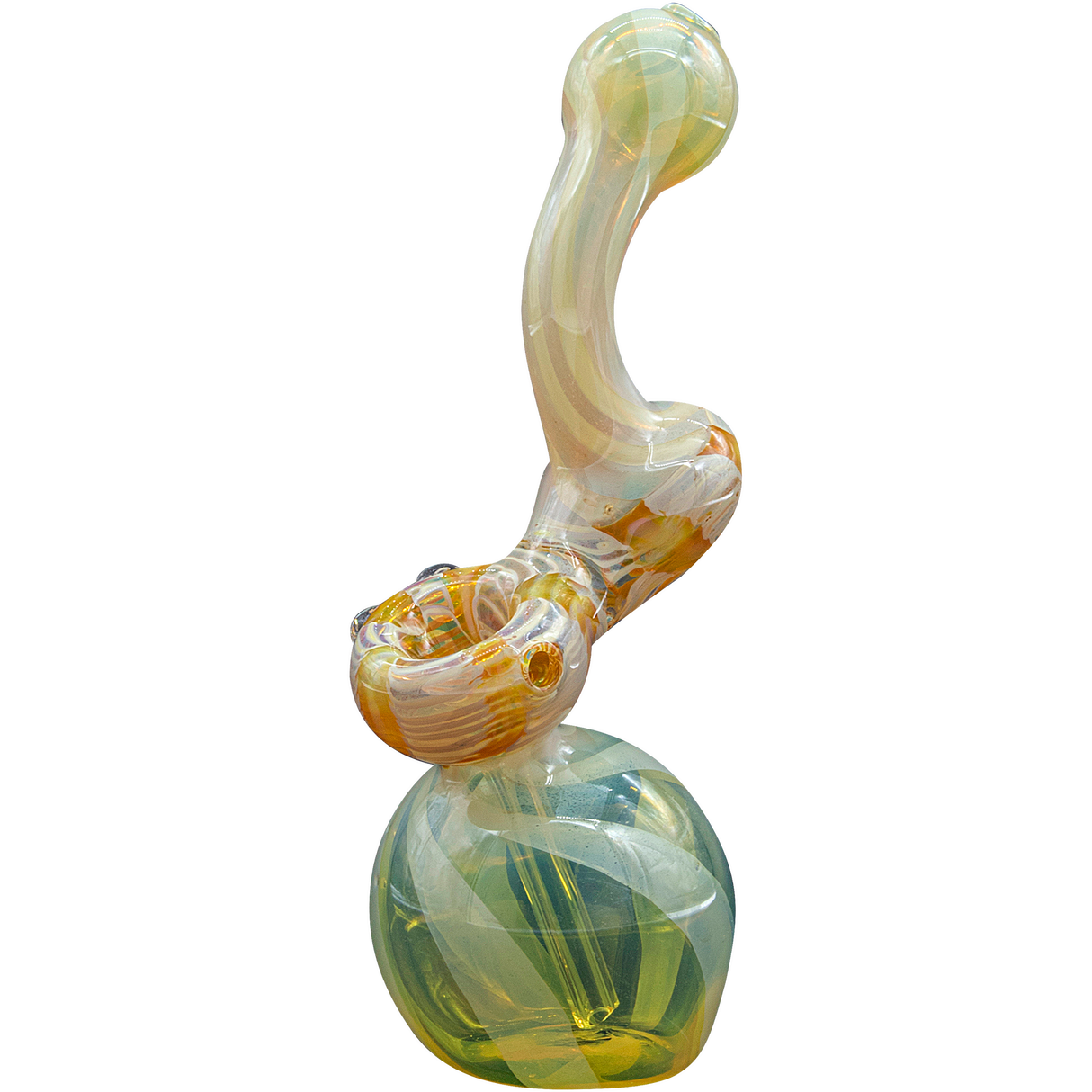 LA Pipes "Rake Bubb" Fumed Sherlock Bubbler Pipe in Caramel color, front view on white background