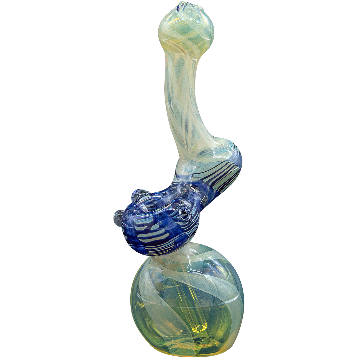 LA Pipes "Rake Bubb" Fumed Sherlock Bubbler in Cobalt Blue - 6" Tall with Deep Bowl