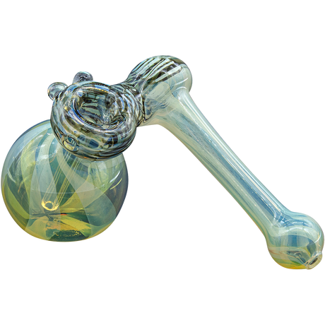 LA Pipes Raked Sidecar Bubbler Pipe in Black Onyx, 6" Borosilicate Glass for Dry Herbs, Side View