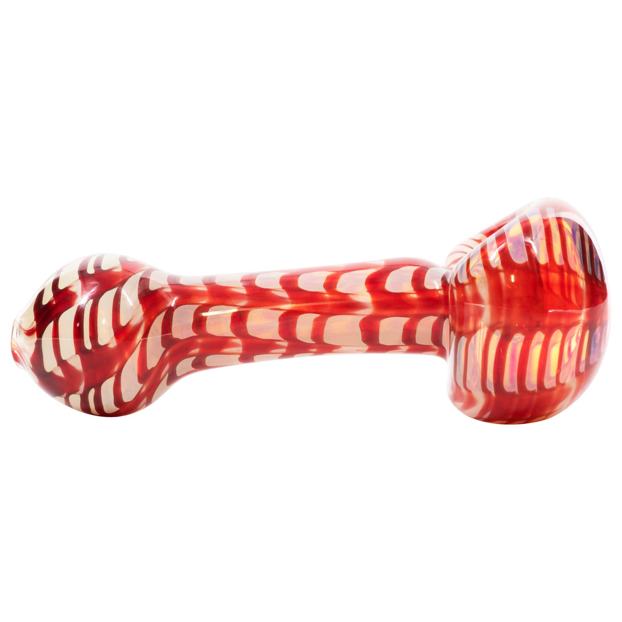 LA Pipes Compact Silver Fumed Glass Spoon Pipe with Red Color Wrap, Side View