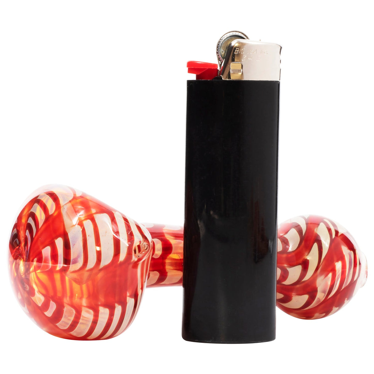 LA Pipes Compact "Raker" Silver Fumed Glass Spoon Pipe with Red Color Wrap, Side View