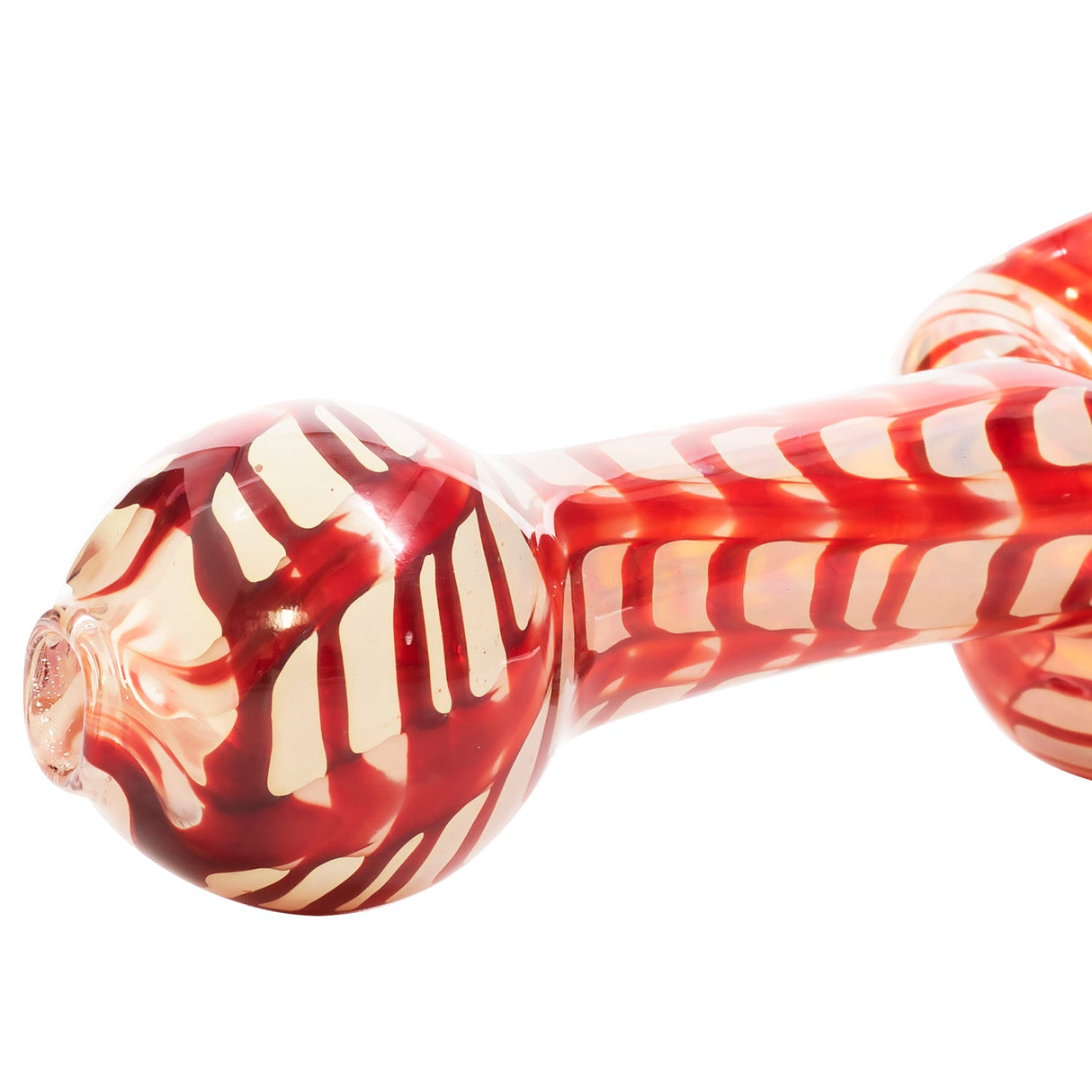 LA Pipes Compact Silver Fumed Glass Spoon Pipe with Color Wrap, 3.5"-4.5", Side View