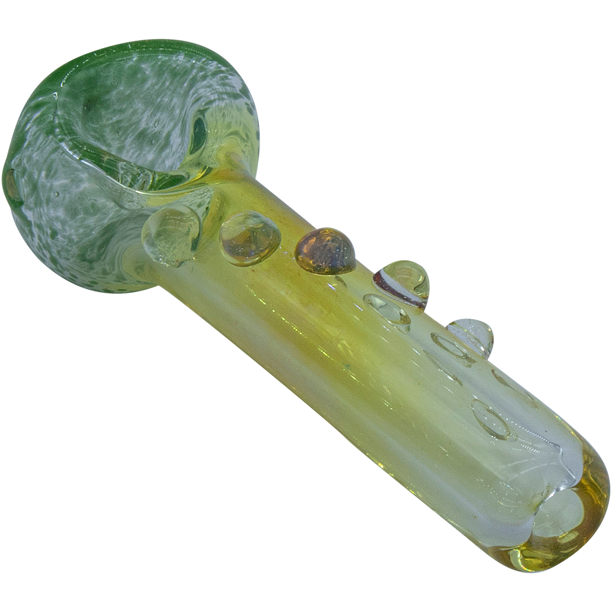 LA Pipes "Razorback" Silver Fumed Mini Spoon Pipe in Green Hues, 3" Borosilicate Glass, USA Made