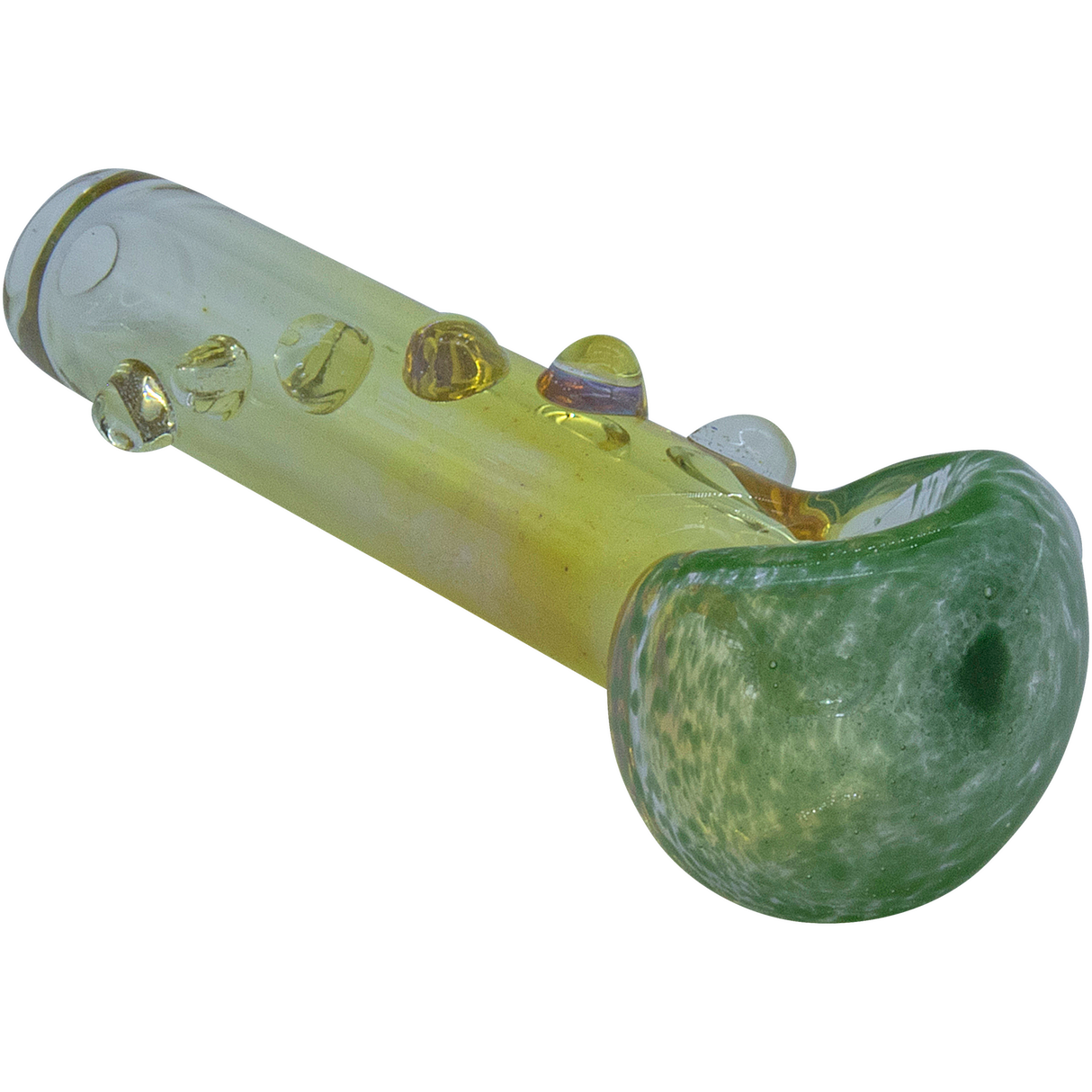 LA Pipes "Razorback" Silver Fumed Mini Spoon Pipe in Green, 3" Borosilicate Glass, USA Made