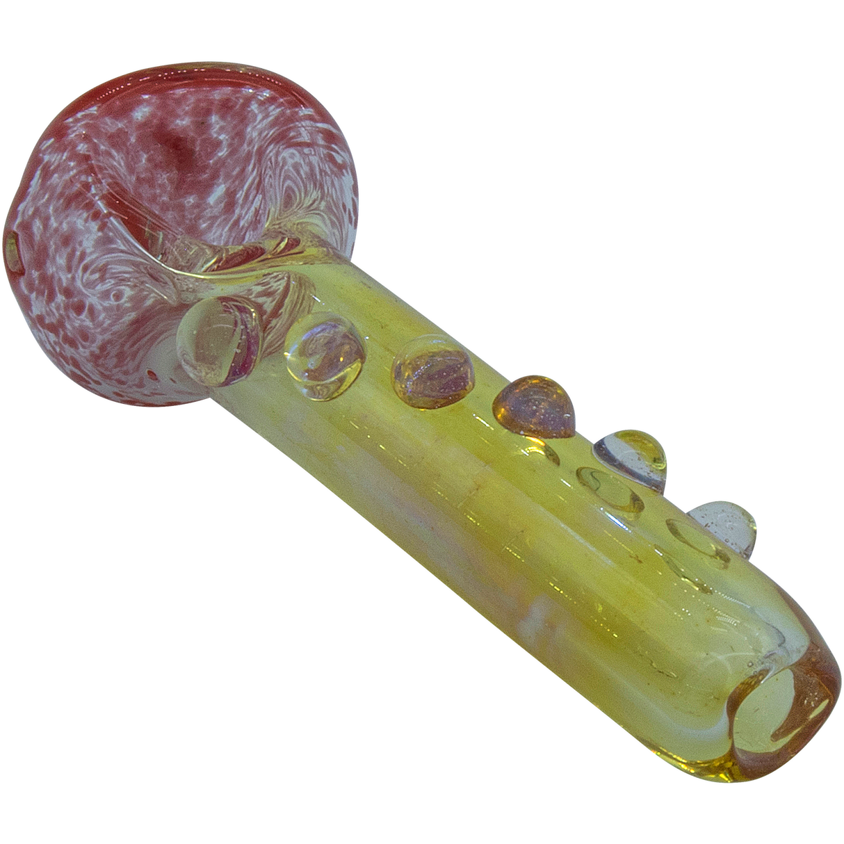 LA Pipes "Razorback" Silver Fumed Mini Spoon Pipe in Red Hues, 3" Borosilicate Glass, USA Made