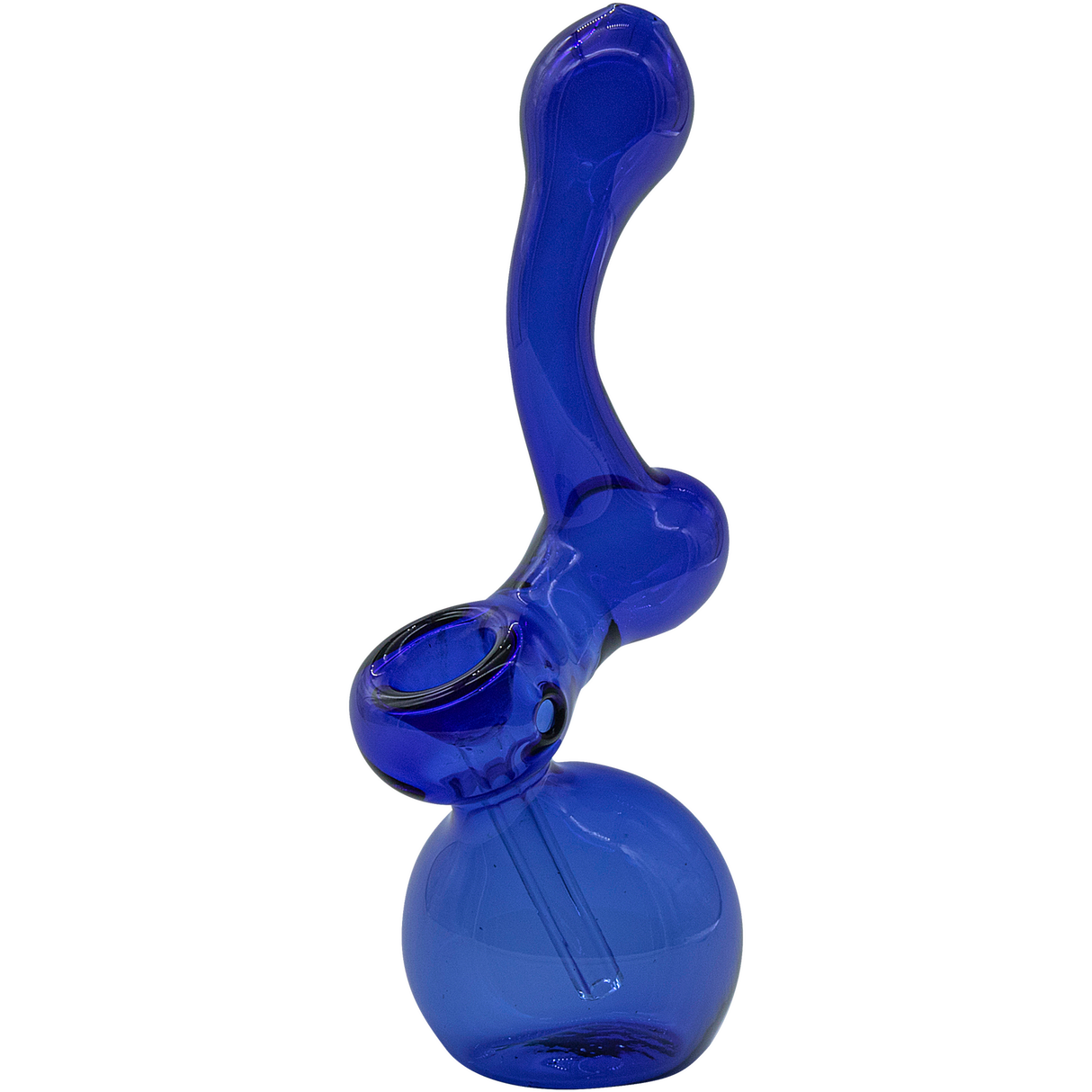 LA Pipes Sherbub Glass Sherlock Bubbler in Cobalt Blue with bubble design, 6" tall, for dry herbs