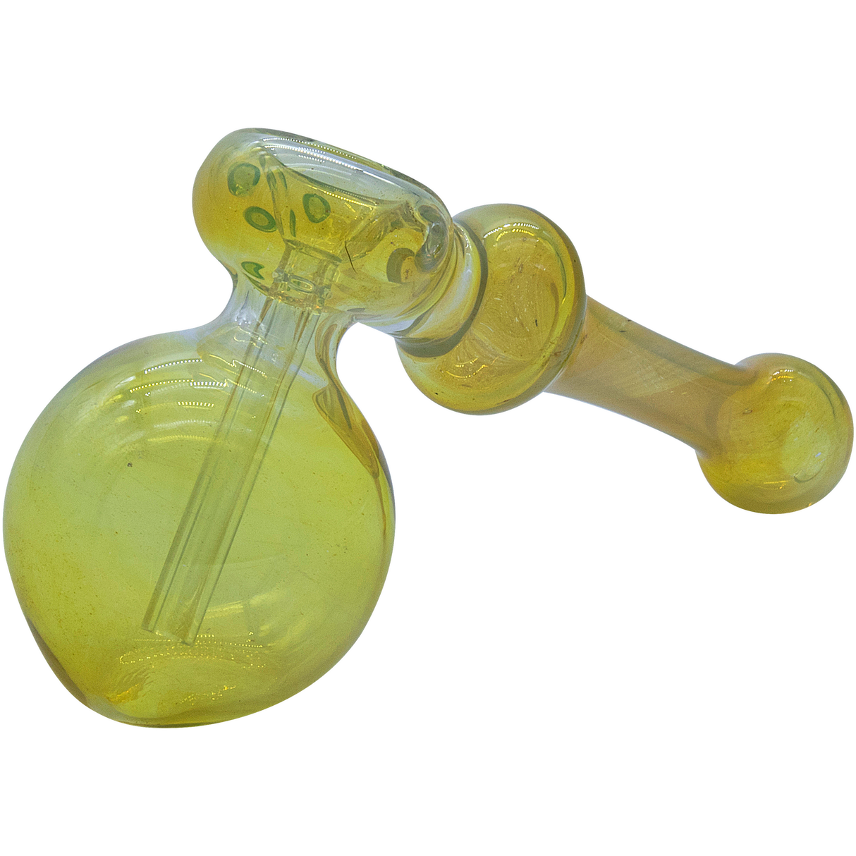 LA Pipes "Silver Hammer" Fumed Hammer Bubbler Pipe in Yellow - Side View on White