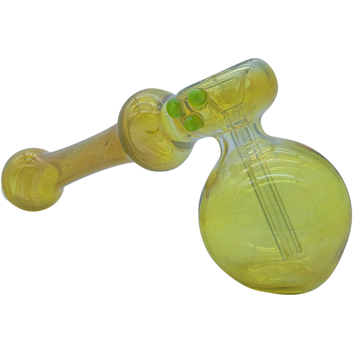 LA Pipes "Silver Hammer" Fumed Hammer Bubbler Pipe in Green Slime, 6" Borosilicate Glass