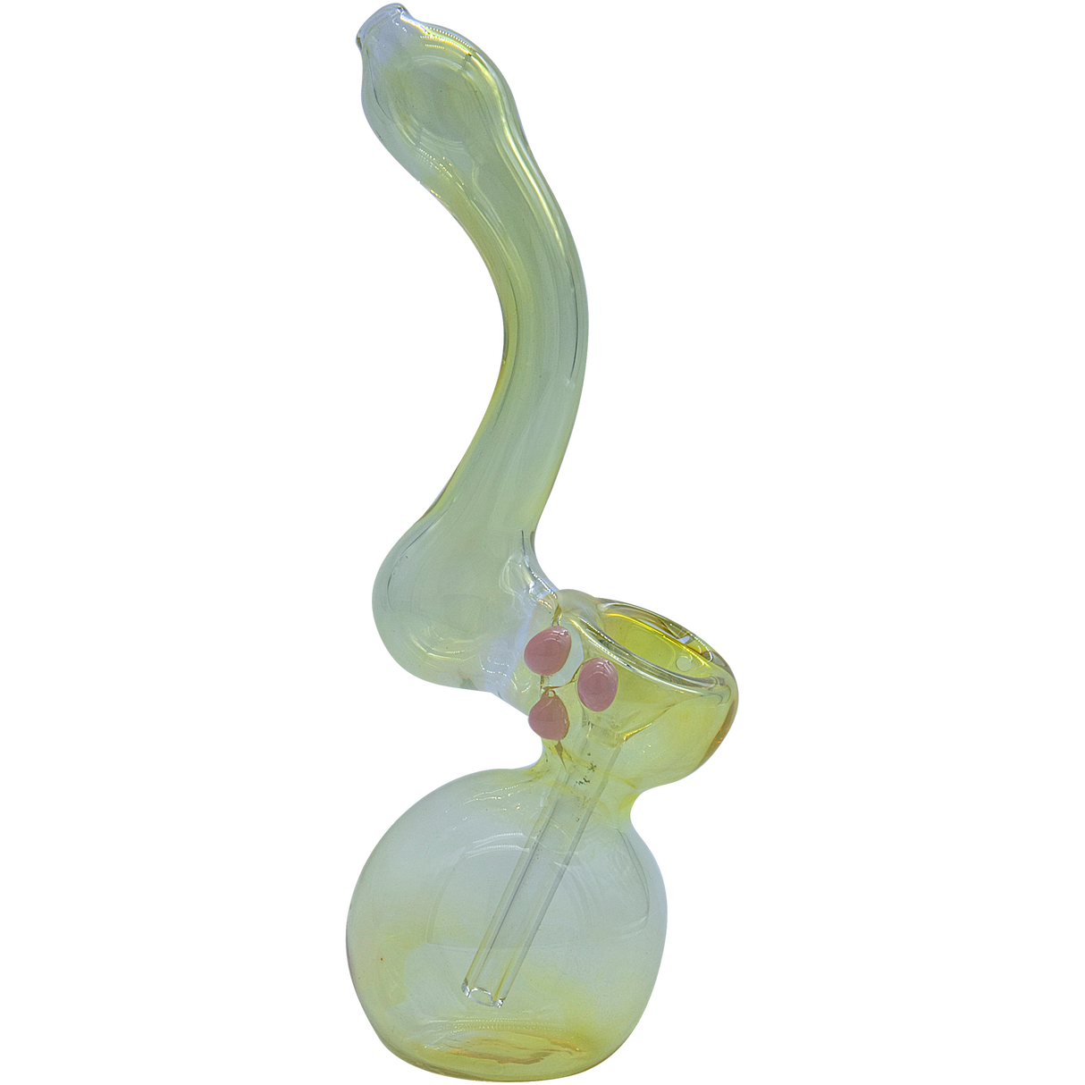 LA Pipes Silver Sherlock Fumed Bubbler Pipe in Pink Cadillac, 6" Borosilicate Glass, Side View