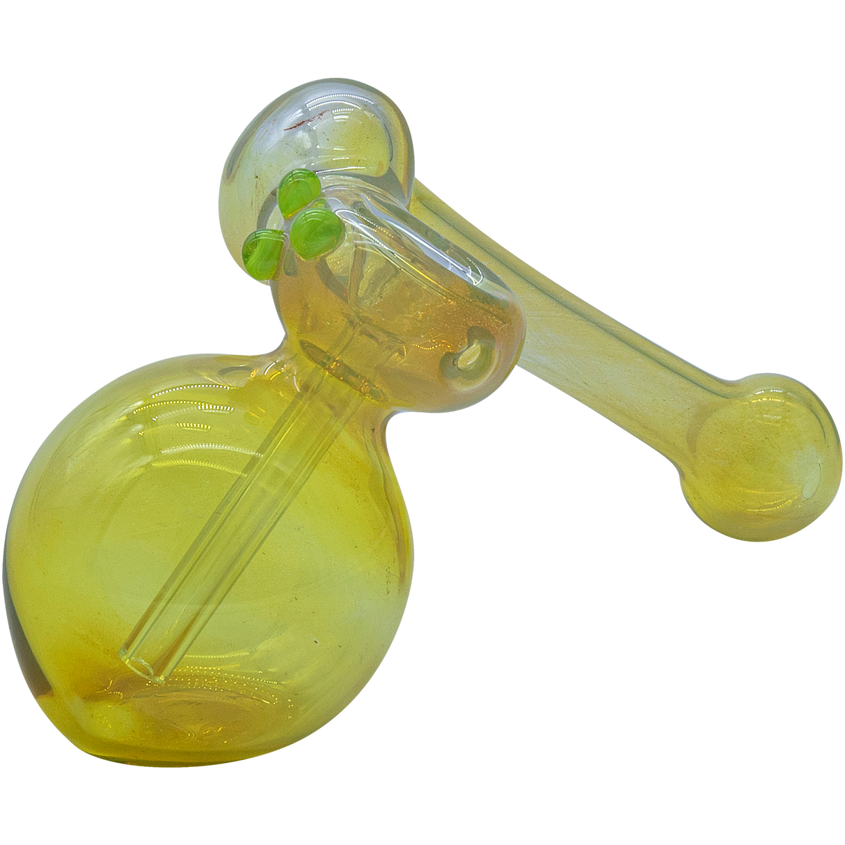 LA Pipes "Silver Sidecar" Fumed Hammer Sidecar Pipe in Green, 6" Borosilicate Glass, USA Made