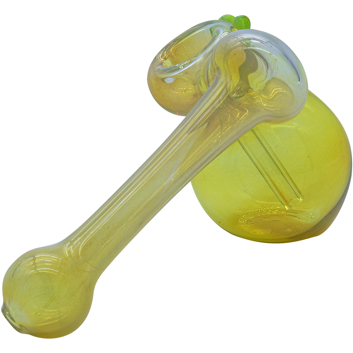 LA Pipes Silver Fumed Color-Changing Sidecar Bubbler, 6" Green Borosilicate Glass, USA