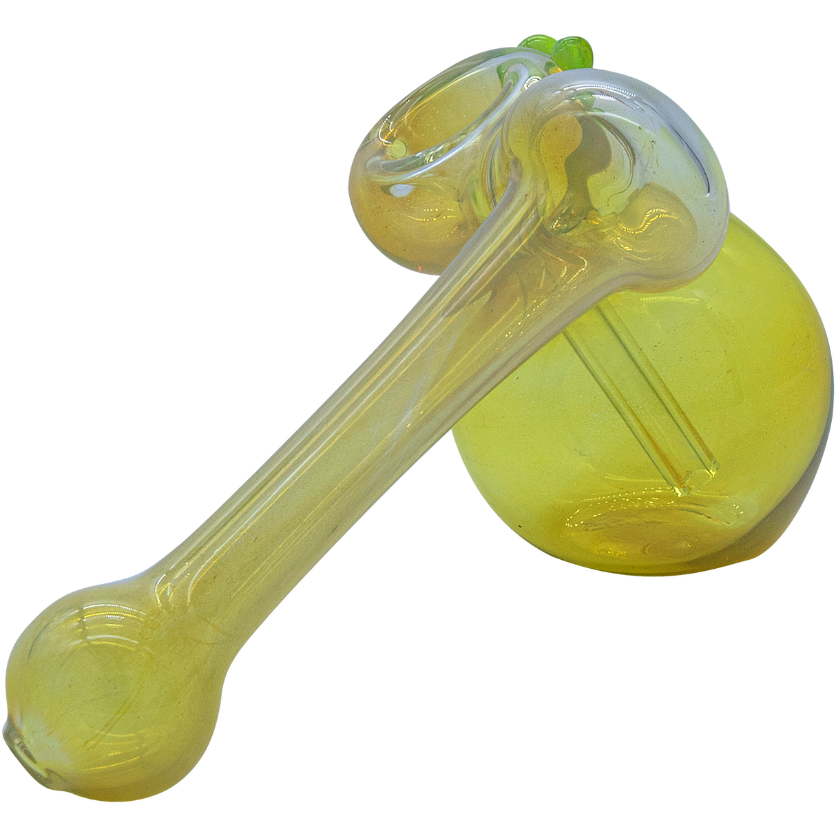 LA Pipes "Silver Sidecar" Fumed Hammer Sidecar Pipe in Green, 6" Borosilicate Glass, USA Made