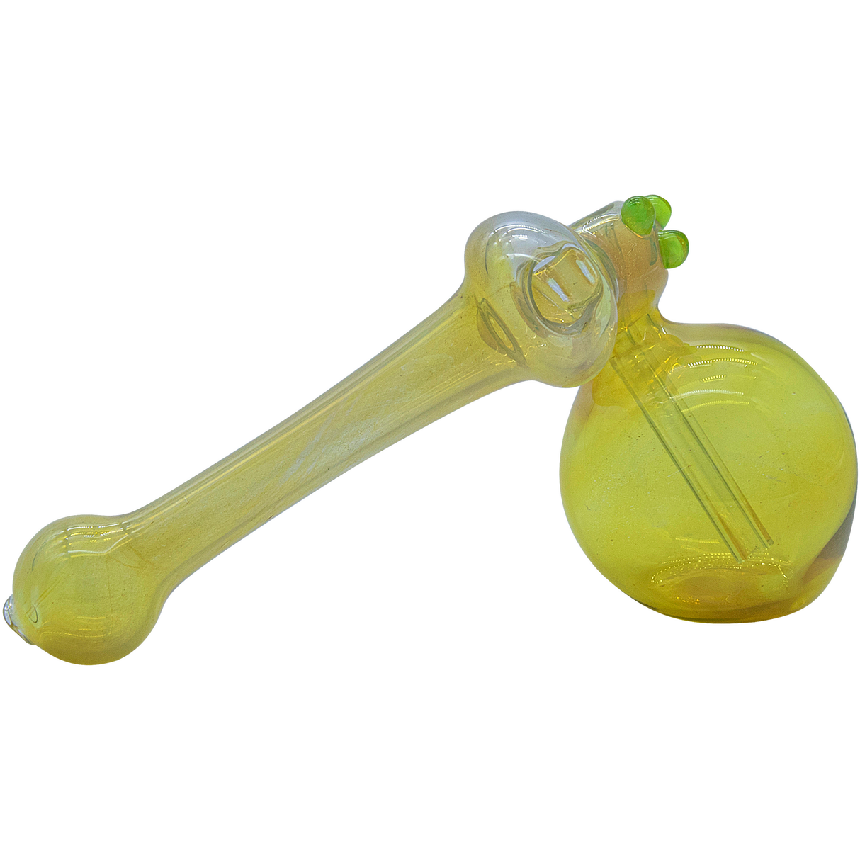 LA Pipes Silver Fumed Color-Changing Sidecar Bubbler, 6" Borosilicate Glass, Green Bubble Design
