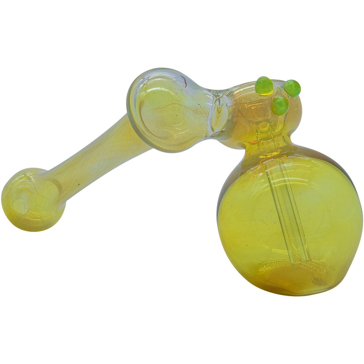 LA Pipes Silver Fumed Color-Changing Sidecar Bubbler, 6" Green Borosilicate Glass, Top View