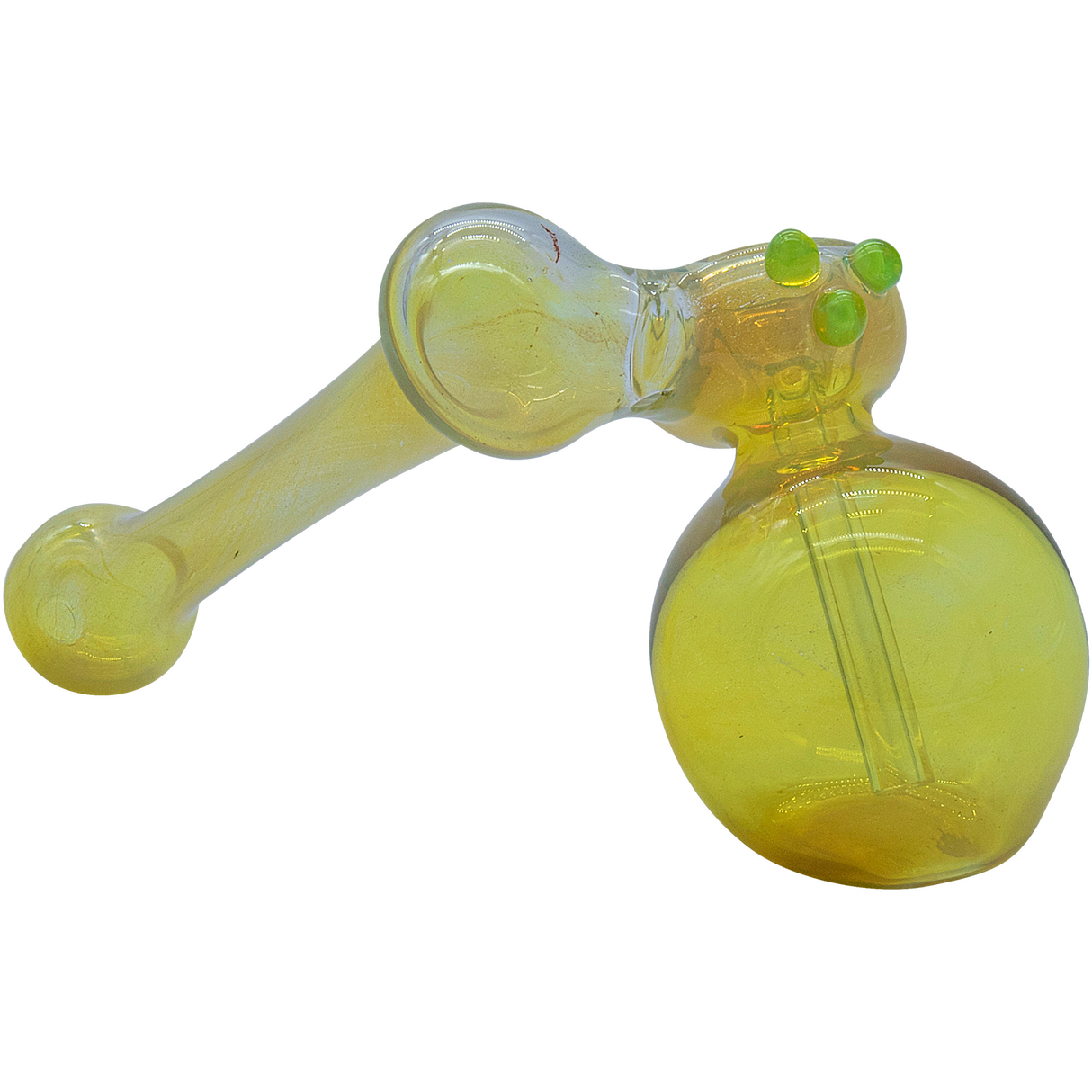LA Pipes "Silver Sidecar" Fumed Hammer Sidecar Pipe in Green, 6" Borosilicate Glass, USA Made