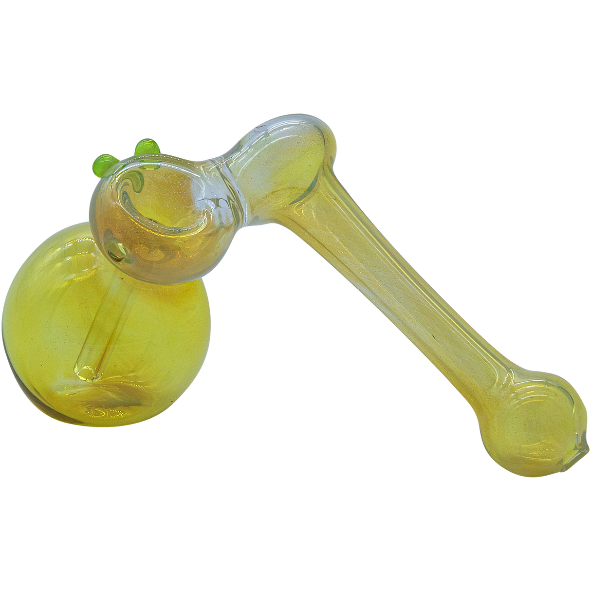 LA Pipes "Silver Sidecar" Fumed Hammer Sidecar Pipe in Green Slime, 6" Borosilicate Glass