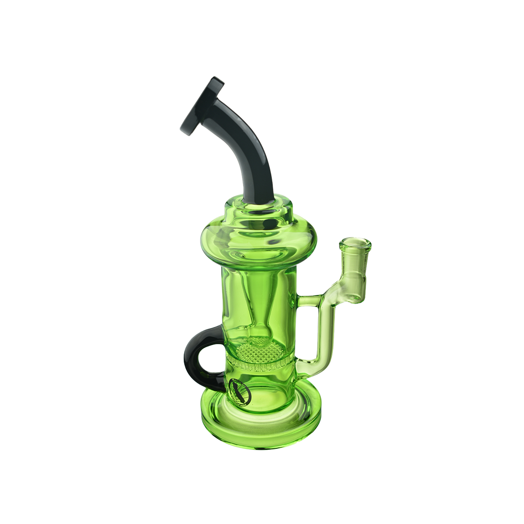 MAV Glass - The Sonoma Recycler Dab Rig in Green - Angled Side View