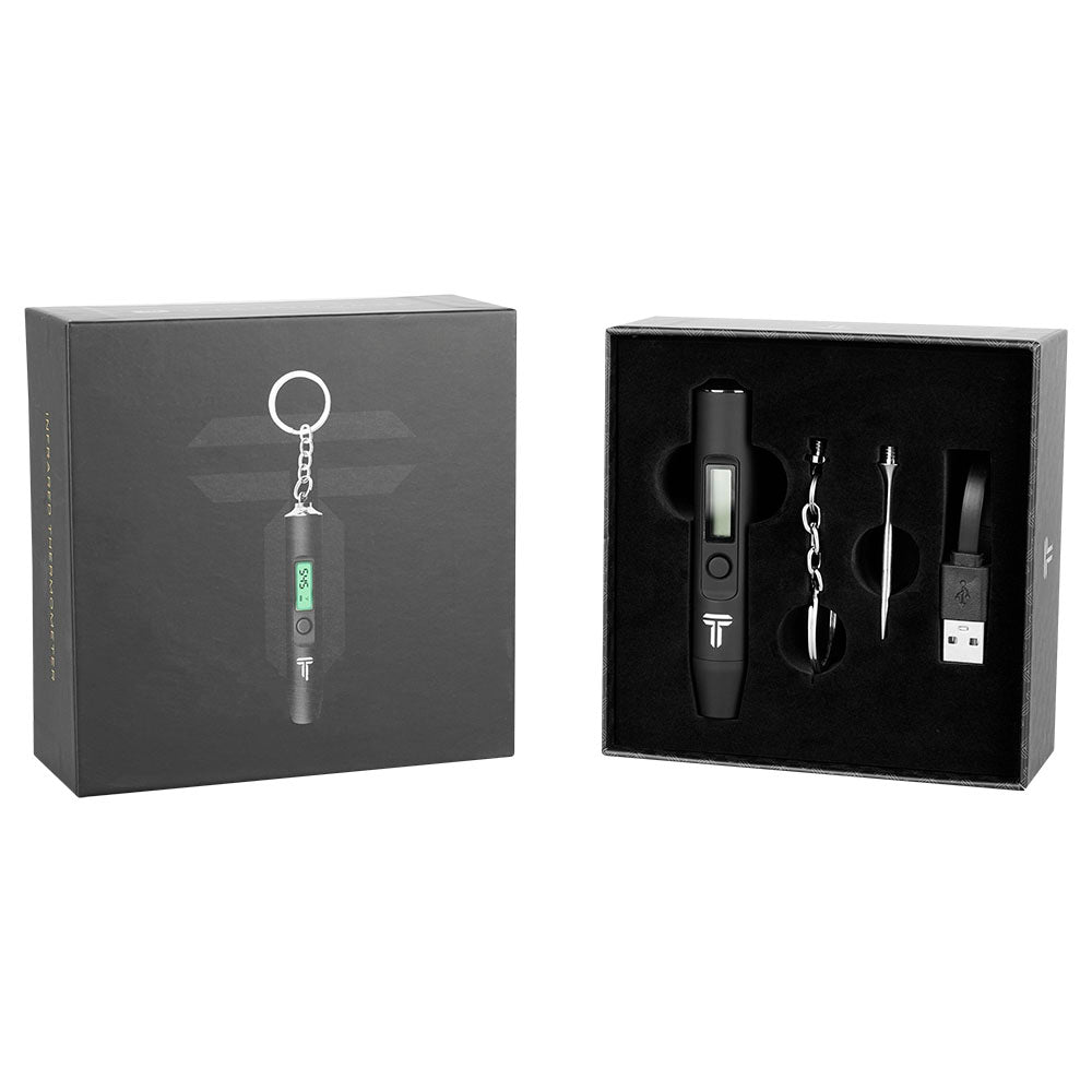 The Terpometer 2.0 Infrared Dab Thermometer with accessories in open box, portable design