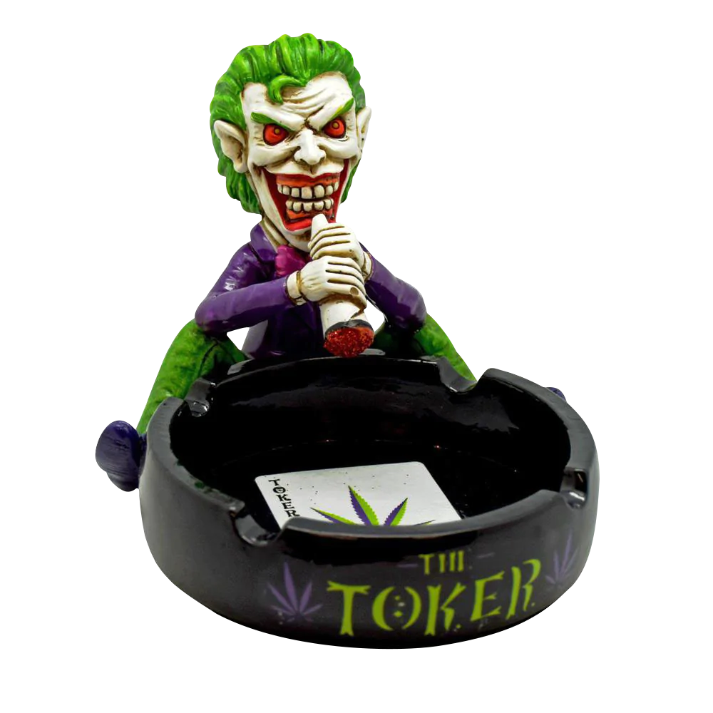 The Toker Clown Polyresin Ashtray, medium-sized with vibrant clown design, front view