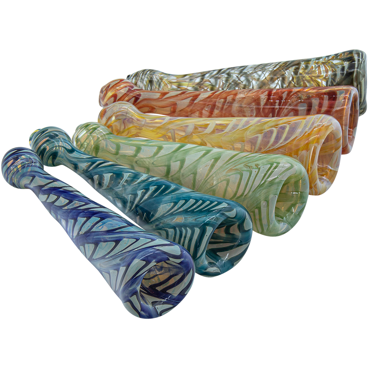 LA Pipes Typhoon Colored Chillum hand pipes, fumed color-changing design, 4.5" length, for dry herbs