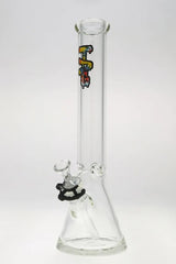 Thick Ass Glass 7mm Beaker Bong 16" Tie Dye Logo Front View with Clear Glass Bowl