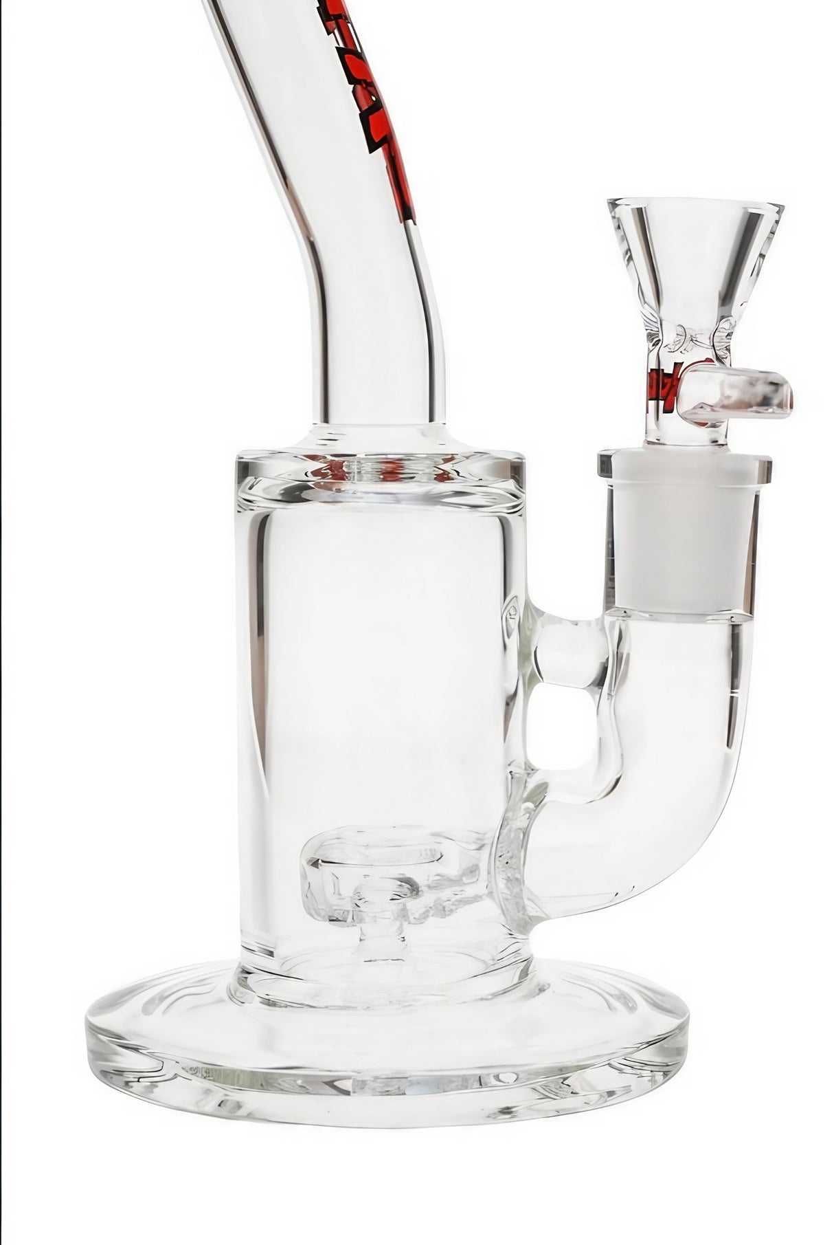 Thick Ass Glass 7'' Bent Neck Showerhead Puck Rig Side View with Clear Joint