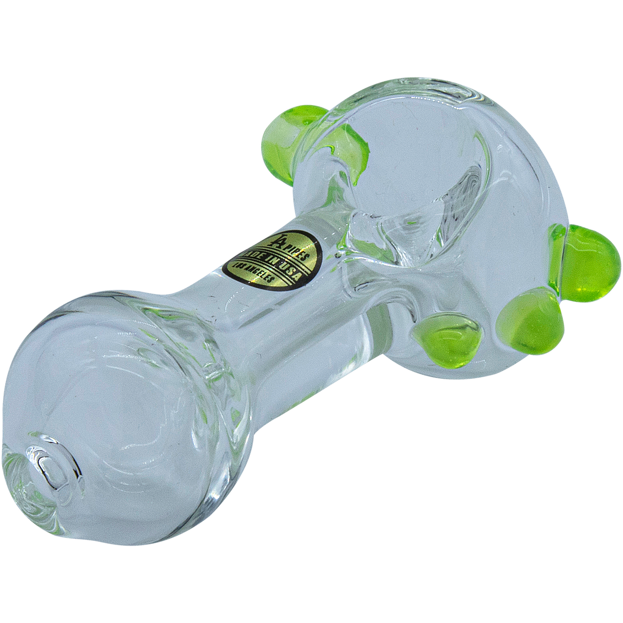 LA Pipes - Thick Glass Spoon Pipe in Green Slime - 4" Borosilicate, Side View