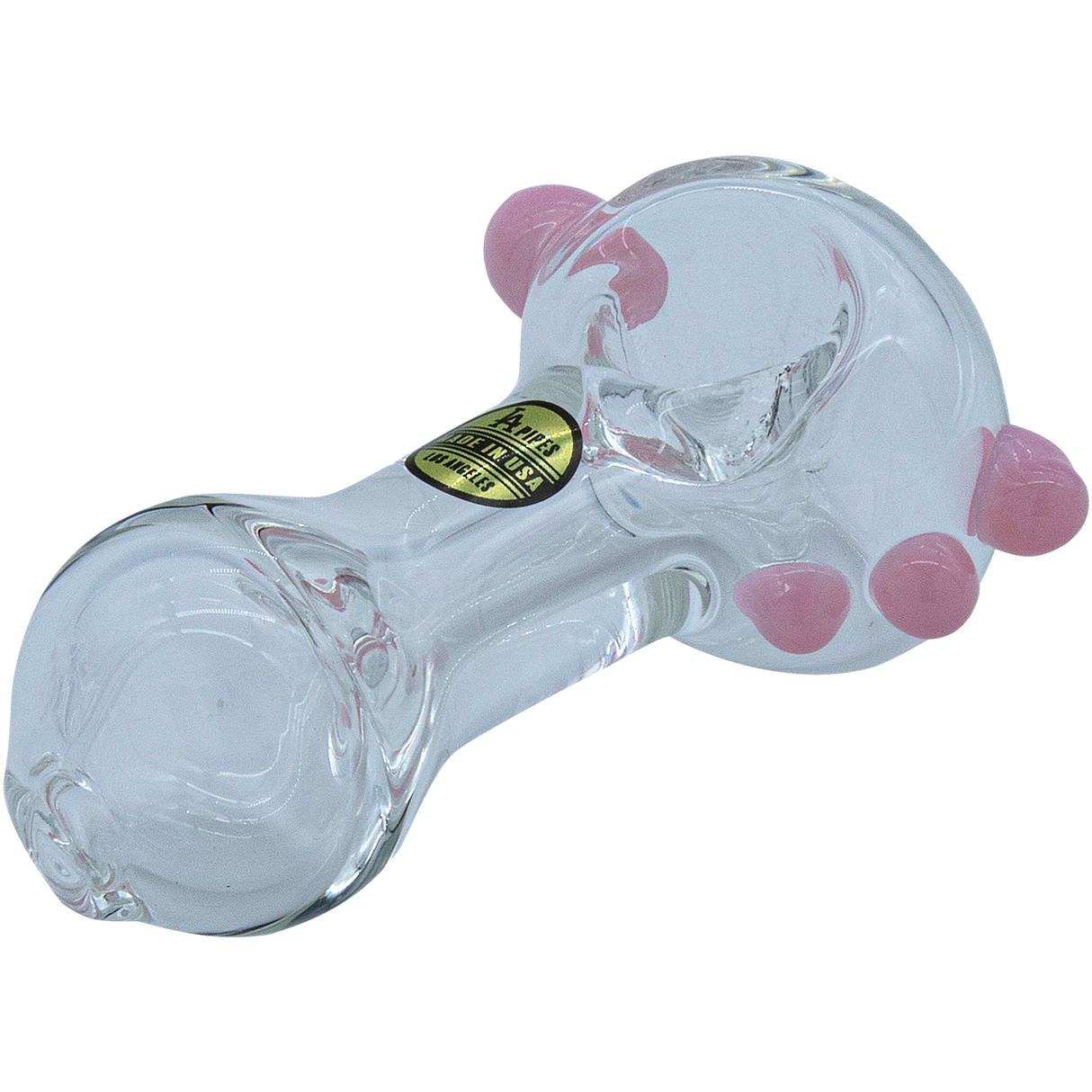 LA Pipes Thick Glass Spoon Pipe in Pink Cadillac, 4" Borosilicate Glass, Top View