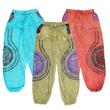ThreadHeads Acid Wash Om Pants in assorted colors, front view on white background