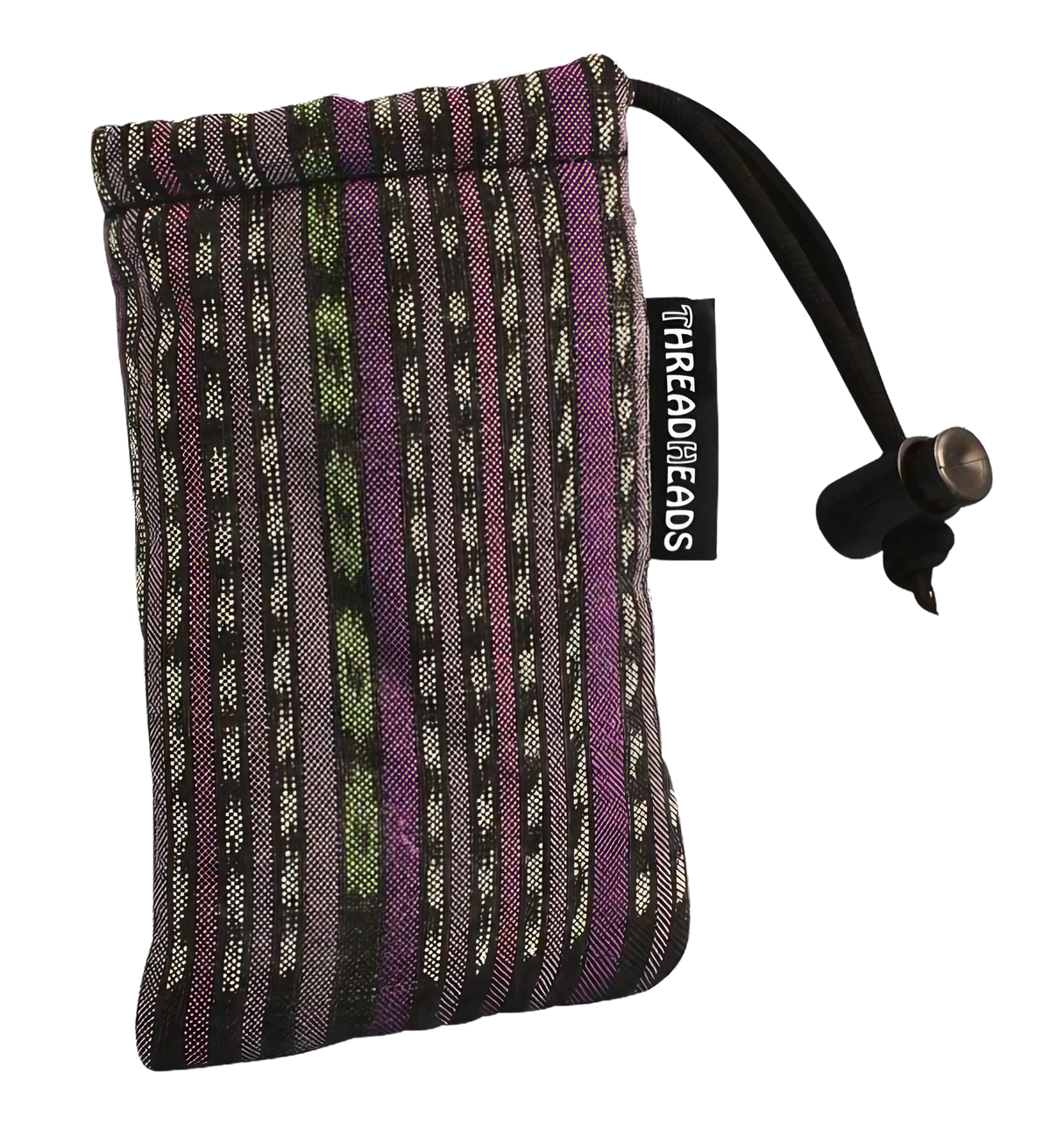 ThreadHeads Drawstring Padded Pouch in assorted colors, portable and compact design, side view