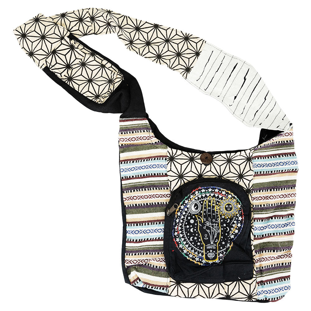 ThreadHeads Geometric Astrology Sling Bag, Multicolor 15"x15" with Closable Flap