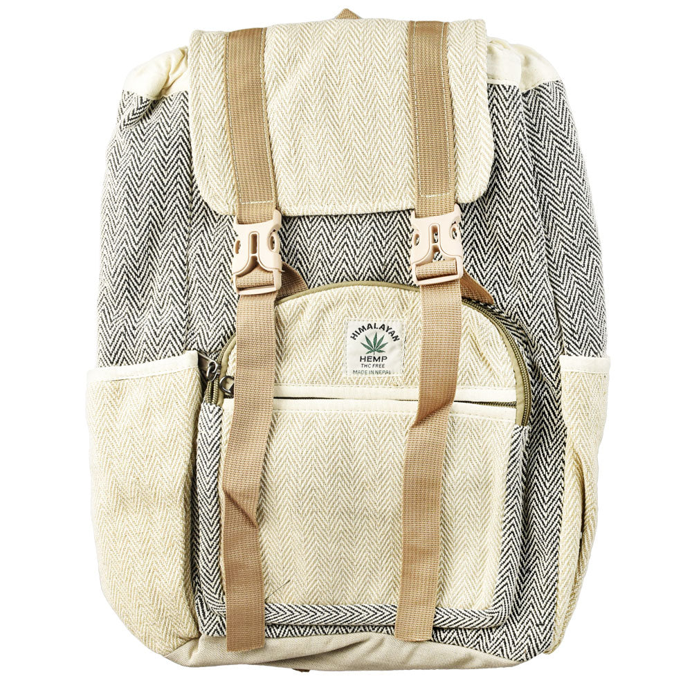 ThreadHeads Herringbone Buckle Backpack in Assorted Colors, Hemp Material, Front View