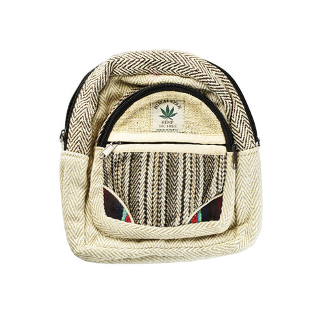 ThreadHeads Himalayan Hemp Mini Backpack with Southwestern Design, Front View
