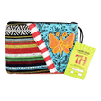 ThreadHeads Multi-color Butterfly Zipper Pouch in vibrant patterns, front view on white background