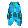ThreadHeads Patchwork Spiral Pants in blue, one size cotton apparel with fun & novelty design