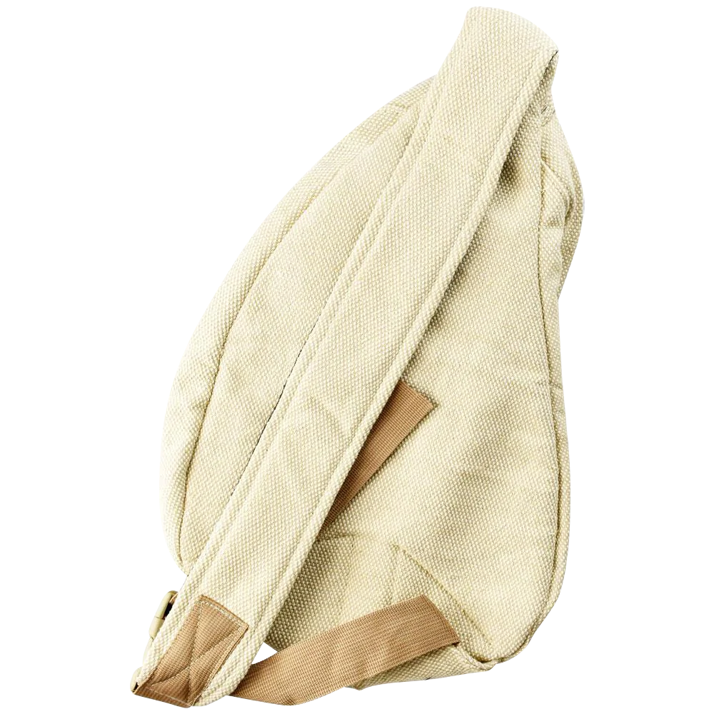 ThreadHeads Tan Rasta Hemp Leaf Sling Pack front view on a white background