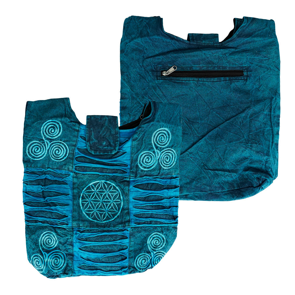 Threadheads Razor Cut Flower of Life Shoulder Bag in Assorted Colors, 15" x 15" with Closable Design