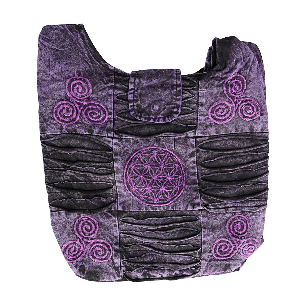 ThreadHeads Razor Cut Flower of Life Shoulder Bag in Assorted Colors, Front View