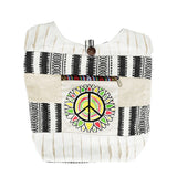 ThreadHeads Patchwork Peace Sign Shoulder Bag with colorful design on white background